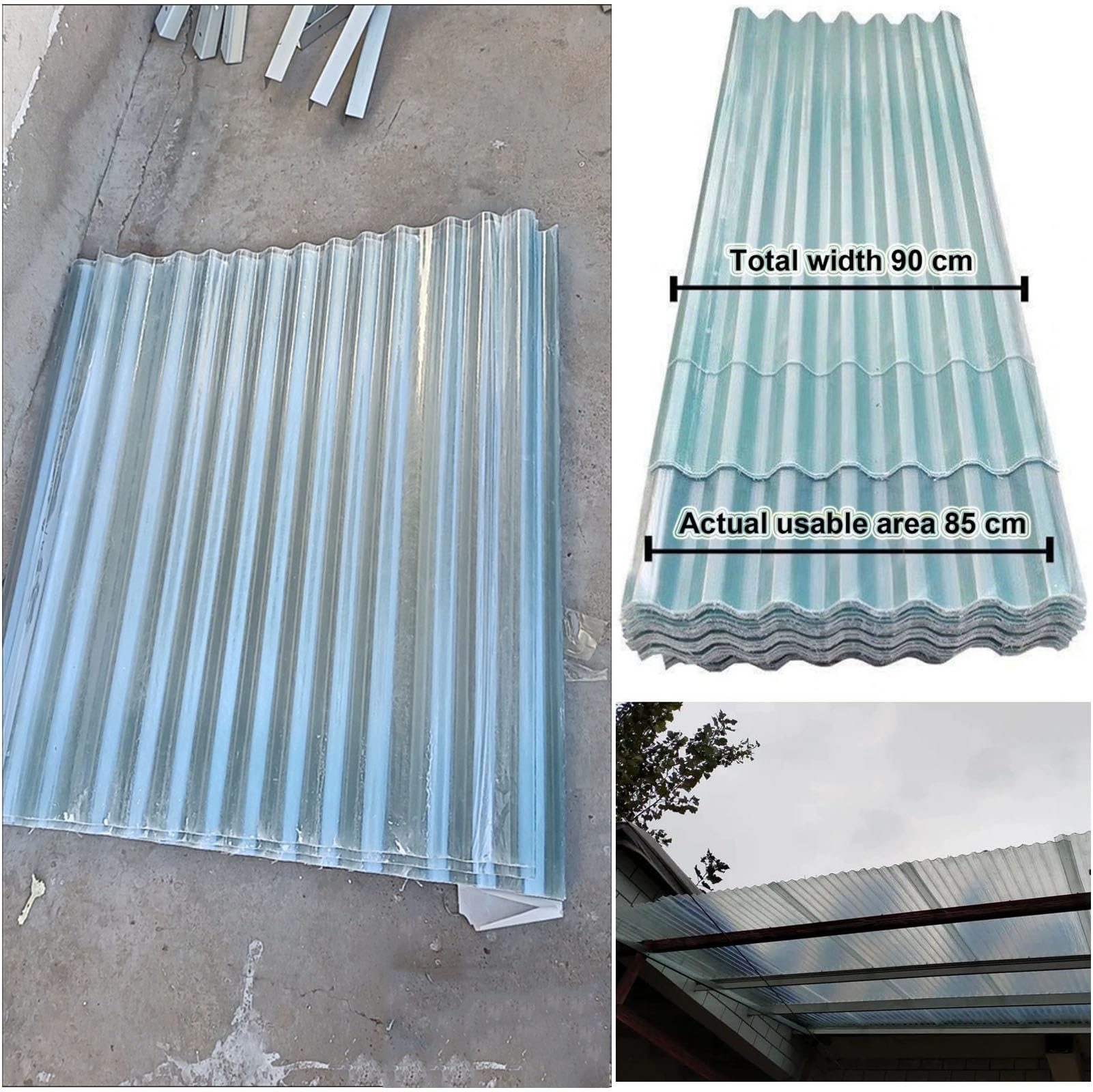 2mm Hojas De Techo Corrugado,2/5/7/8/10/13/15pcs Paneles Para Tejado Resistentes Al Impacto,FRP Con Resistencia A Los Rayos UV,Chapa Ondulada Para Invernaderos (0.9×1.3m,2pcs)