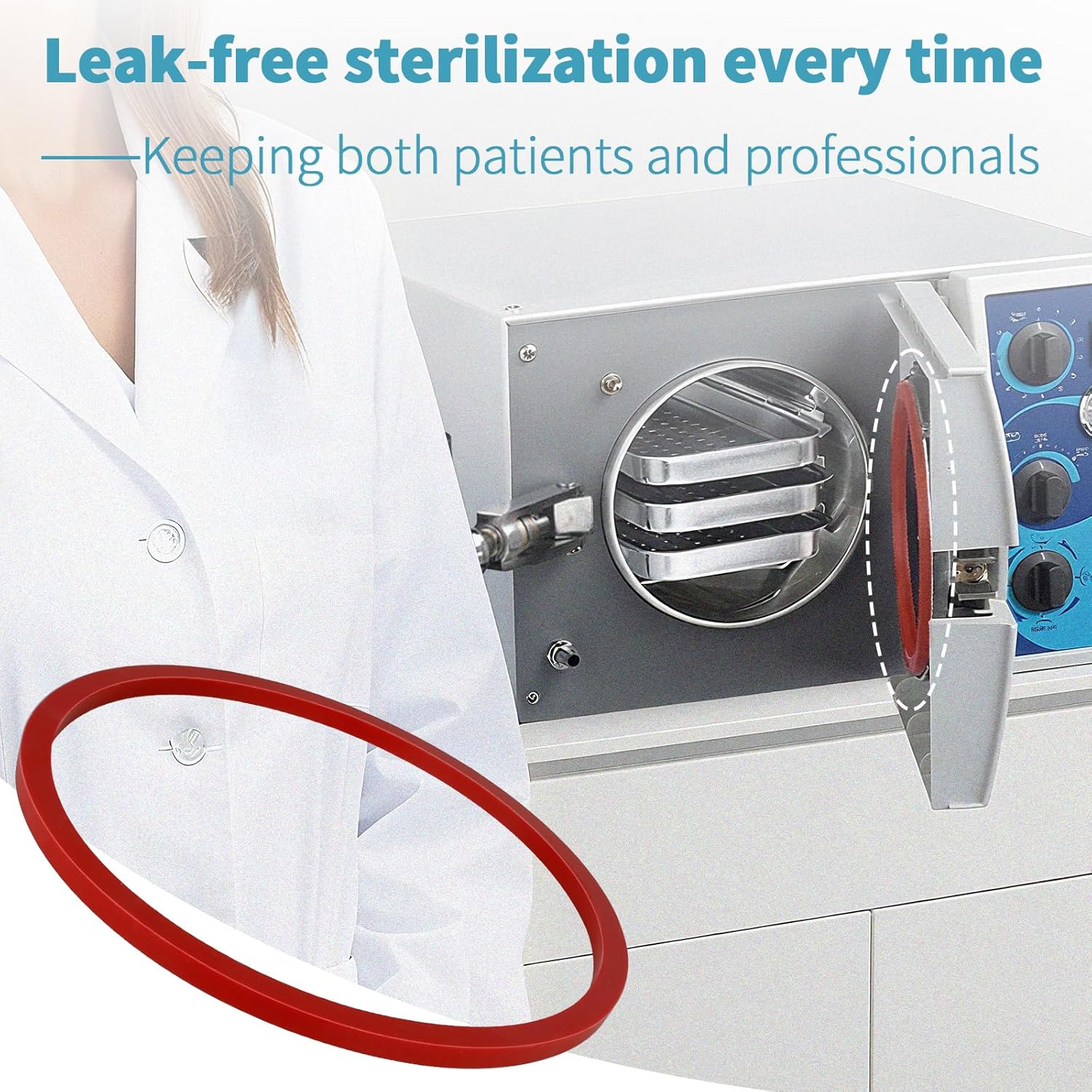 2340 Door Gasket Compatible with Tuttnauer 2340, Door Gasket for Tuttnauer Autoclaves 2340M 2340MK 2340E 2340EA 2340EK EZ9 EZ9K, Autoclave Parts #02610118 for Tuttnauer Machine Accessrioes