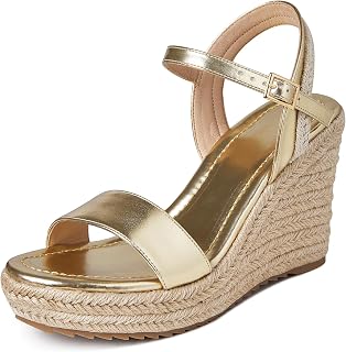 Women's Espadrille Wedge Sandals: Ankle Strap Platform Open Toe Wedges - Stylish High Heel Dressy Summer Wedges for Women, Inspired by Espadrilles