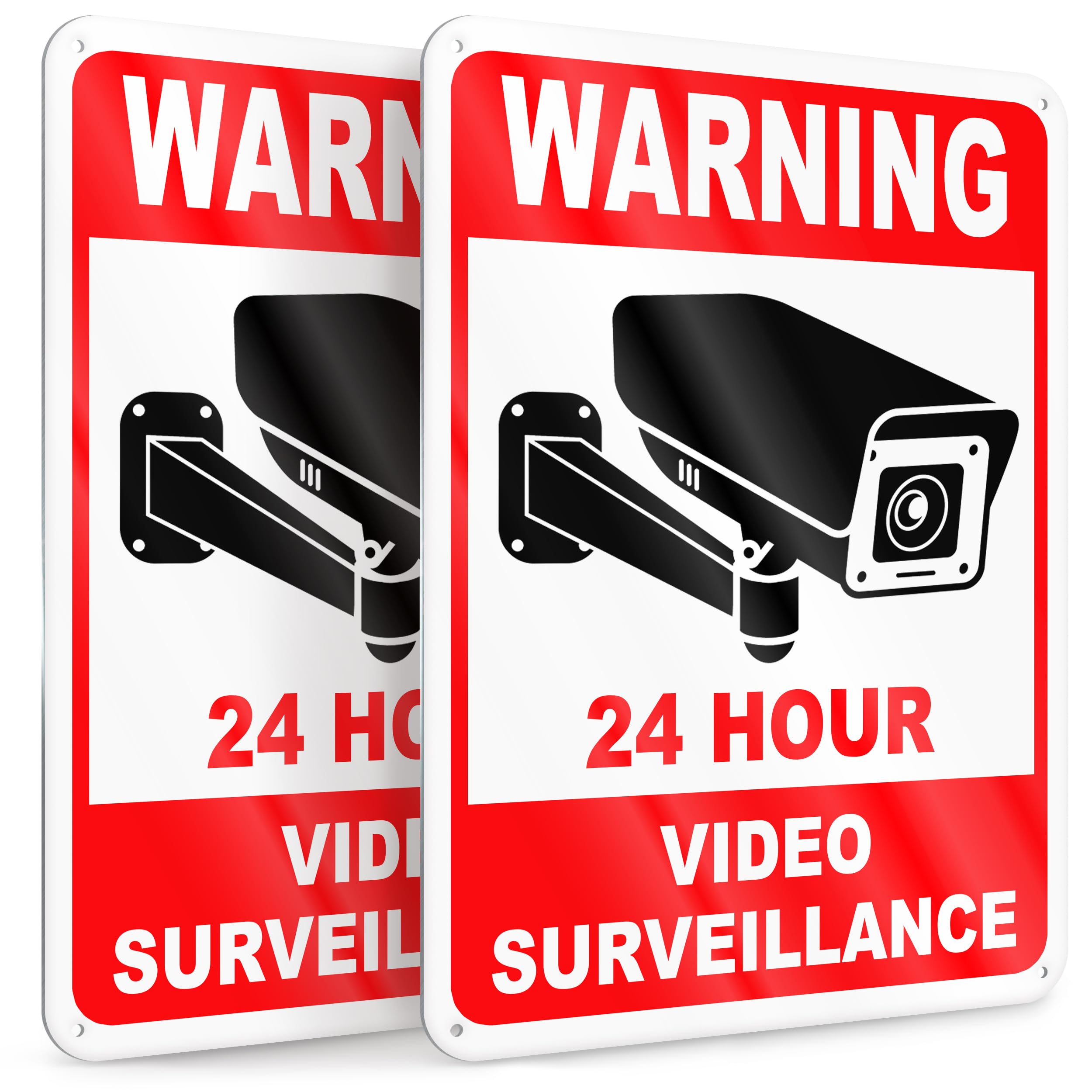 TICONN 2-Pack 24 Hour Video Surveillance Sign, No Trespassing Aluminum