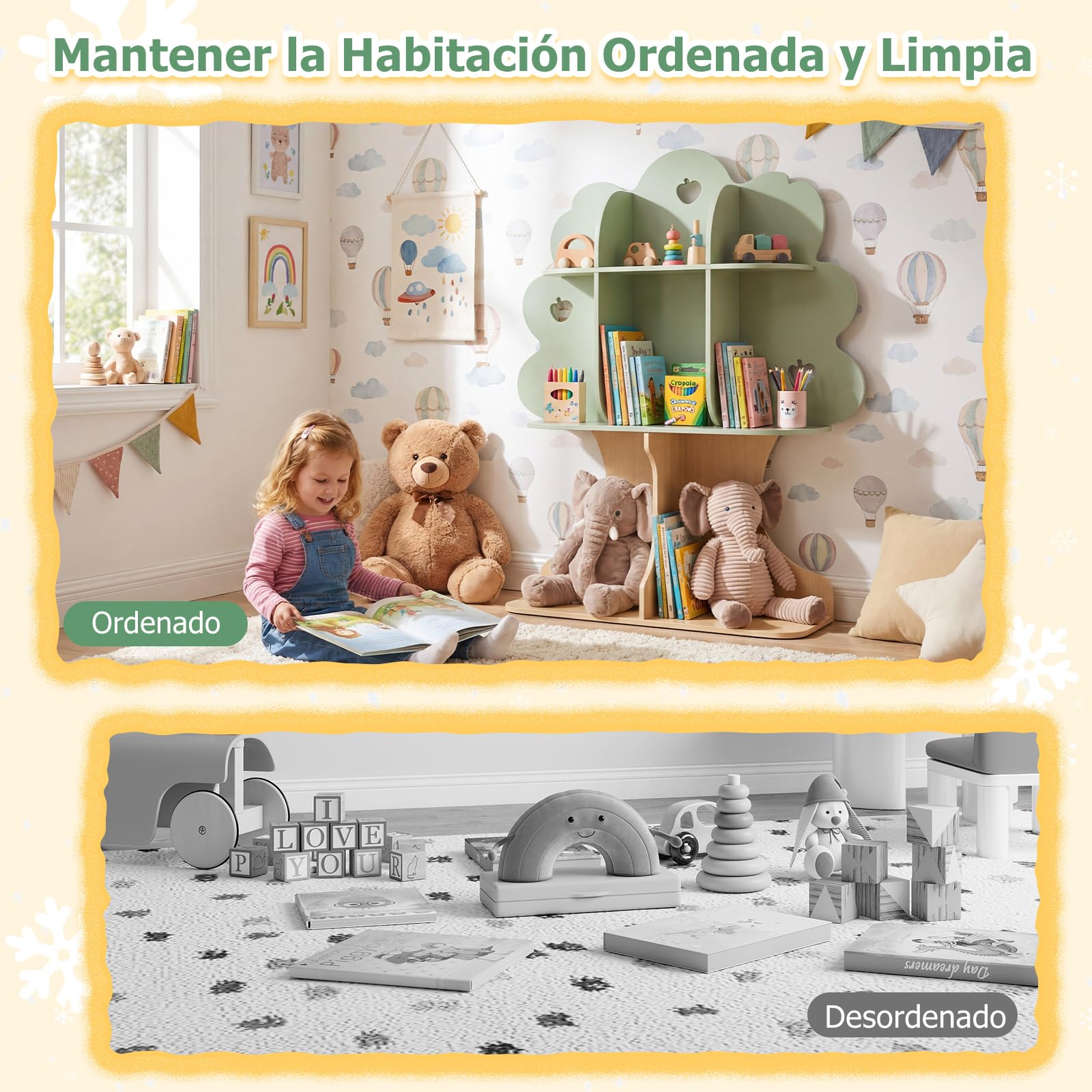 COSTWAY Estantería Infantil en Forma de Árbol, Librería para Niños con 8 Cubos Abiertos, Diseño de Manzanas Caladas, Organizador de Almacenaje para Sala de Juegos, Guardería, 97 x 28 x 114 cm