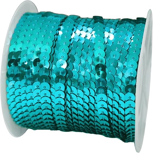 Miniatura 2 de FQTANJU Blue Crafts - Tira redonda de lentejuelas planas para manualidades, flecos y costura rollo de 100 yardas