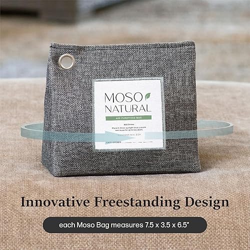Miniatura 6 de Moso Natural Bolsa purificadora de aire de 21.16oz (paquete de 5). Eliminador de olores sin olor para cocinas, dormitorios, salas de estar, áreas de
