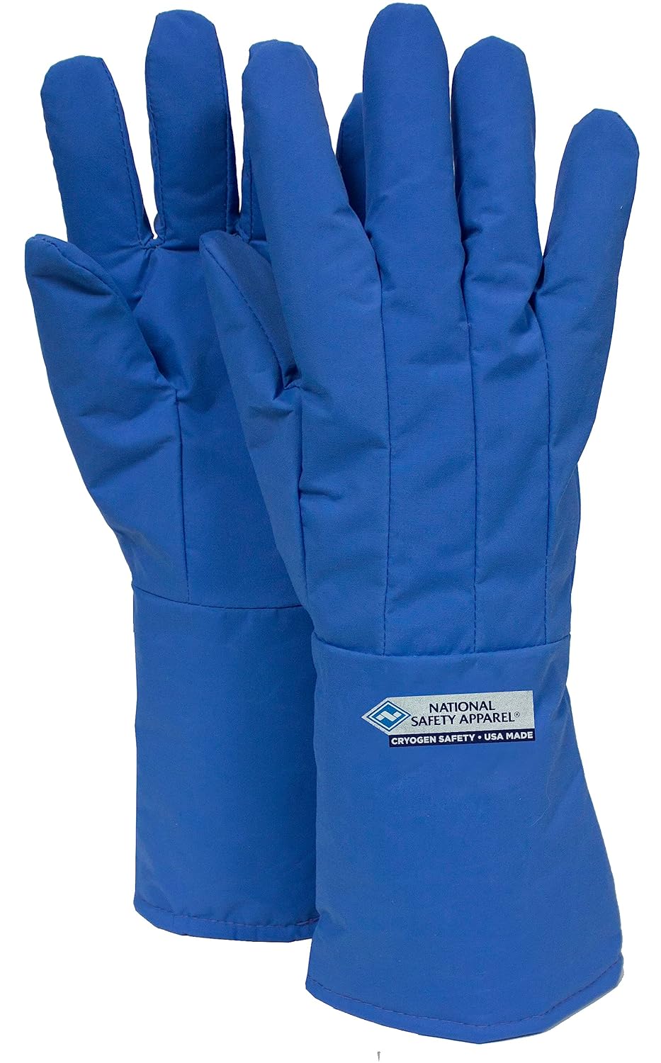 NATIONAL SAFETY APPAREL G99CRBERSMMA Nylon Taslan and PTFE Mid-Arm Standard Water Resistant Safety Glove, Cryogenic, 14 - 15 Length, Small, Blue