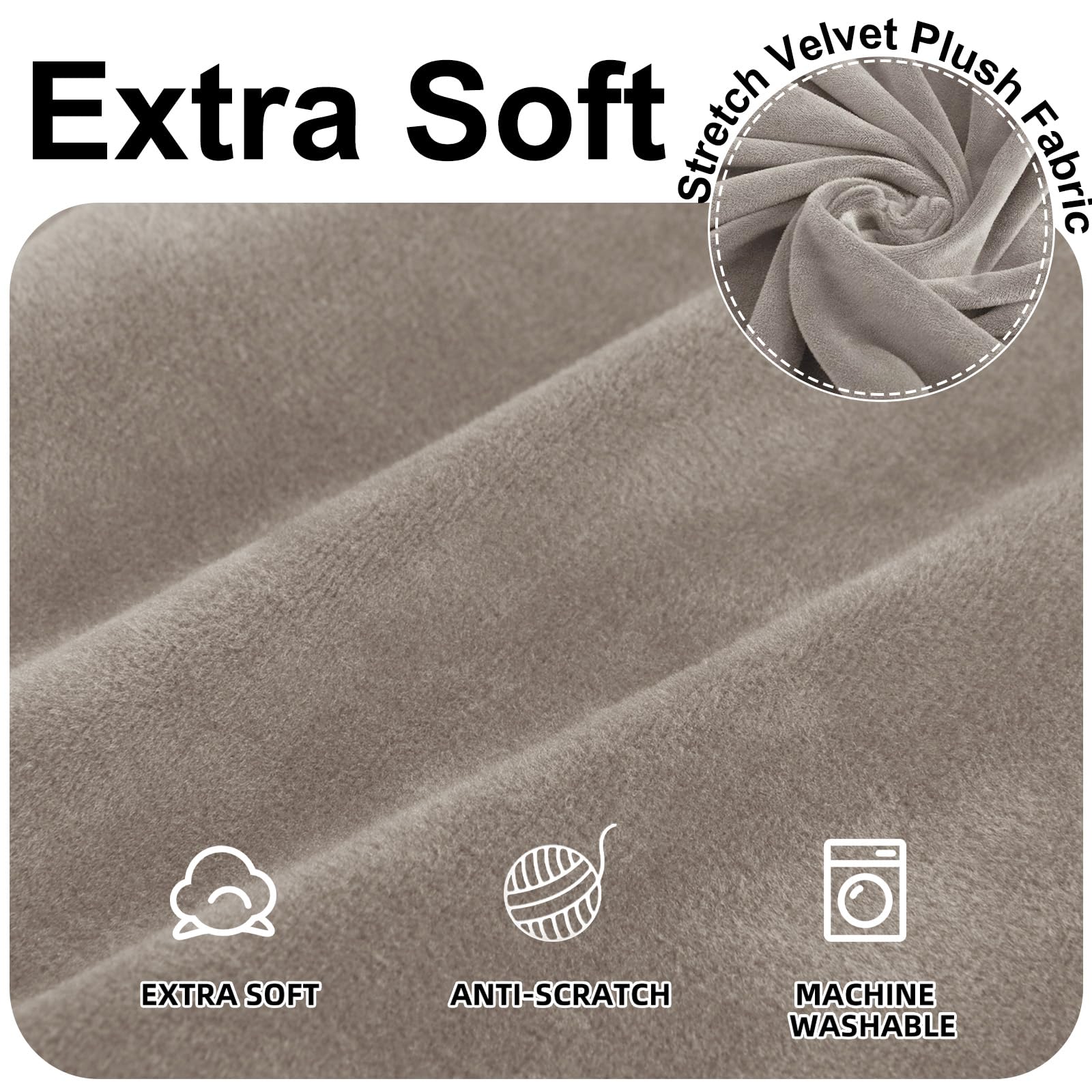 Ystyle Copridivano Velluto, Copripoltrona 3 Posti Con Braccioli, Sofa Cover Antigraffio Gatto, Copri Divano Elasticizzato, Universale Sofa Cover Antimacchia Lavabile Antiscivolo, Cachi