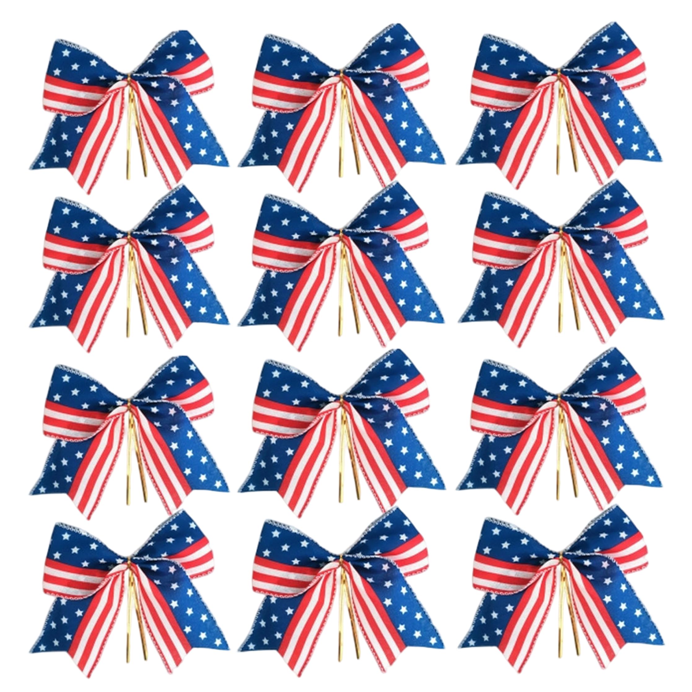 Comebachome Patriotic Bows, 12PCS 4th of July Bows Structured Patriotic Decor Red White and Blue Bow for Indoor Outdoor, 6 Inch, 4th of july
