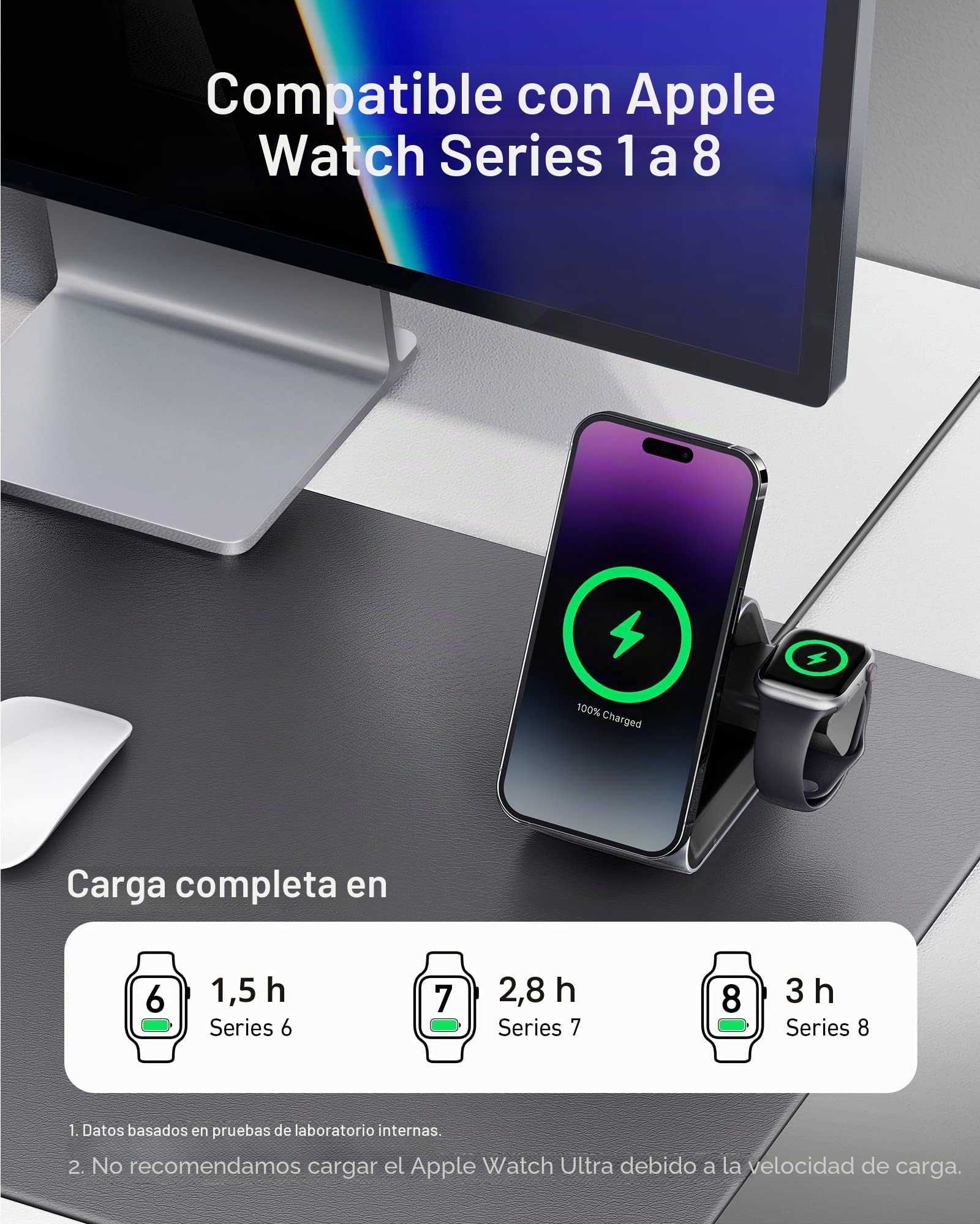 Anker MagGo 737 Cargador Inalámbrico 3 en 1 con Carga rápida 15W