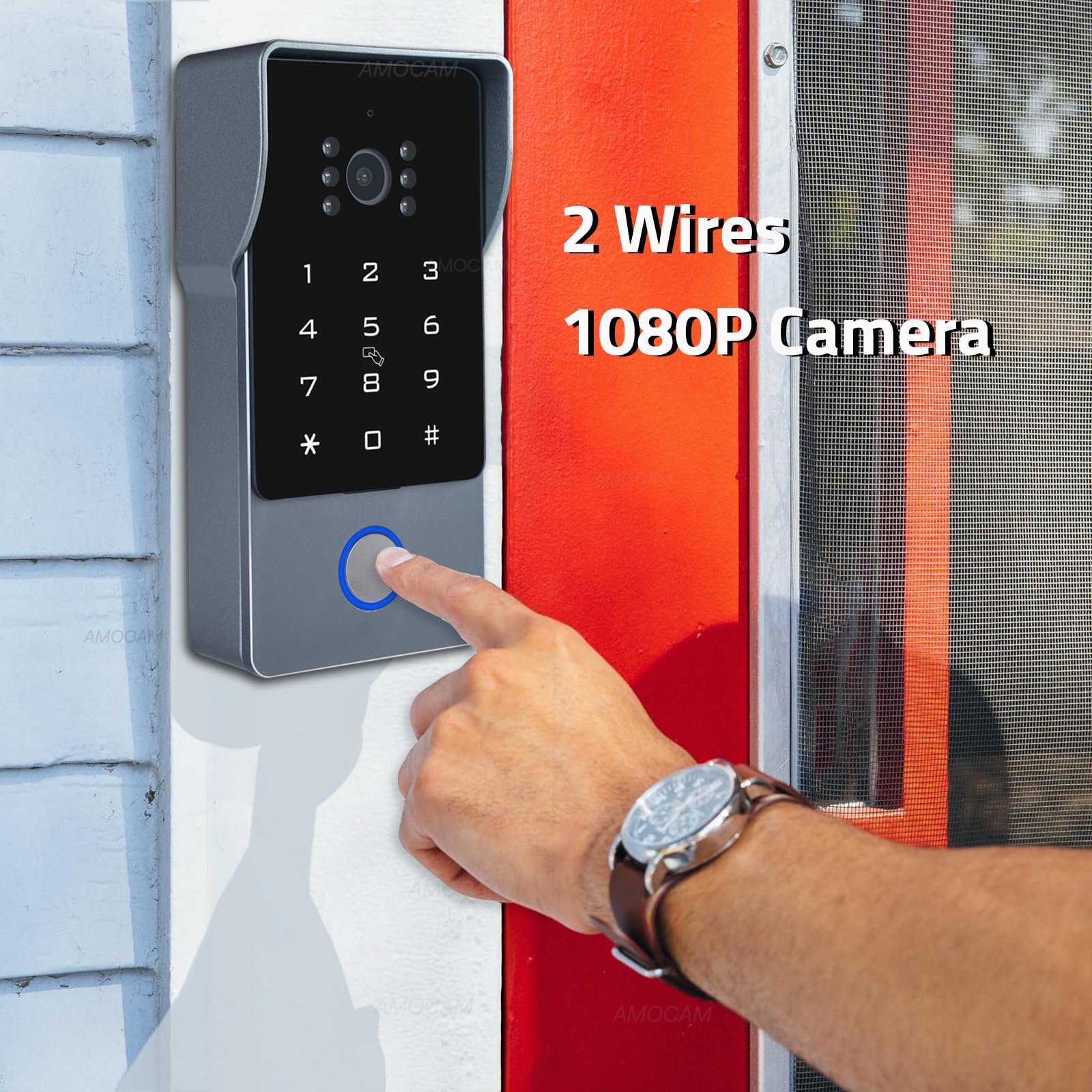 2-Wires Video Gegensprechanlage, 7 Zoll 1080P WiFi Touch ScreenVideo Türklingel Türsprechanlage 32G Karte, Schnappschuss, Überwachung, Code Passwort Tuya App IC-Karte Entsperren für Zuhause Wohnung