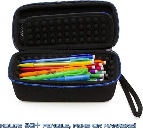 Miniatura 3 de CASEMATIX Estuche para lápices y estuche protector para lápices con correa de muñeca extraíble, bolsa grande para más de 50 bolígrafos, lápices y
