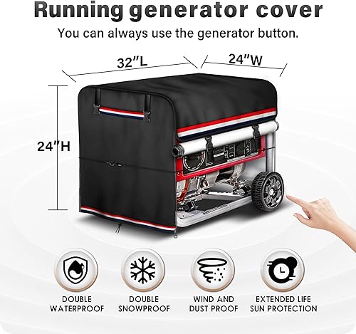 Miniatura 3 de Cubiertas para generadores mientras se ejecuta, la parte superior se puede abrir para agregar combustible, 600D+210D resistente al agua, 32 "Lx24"