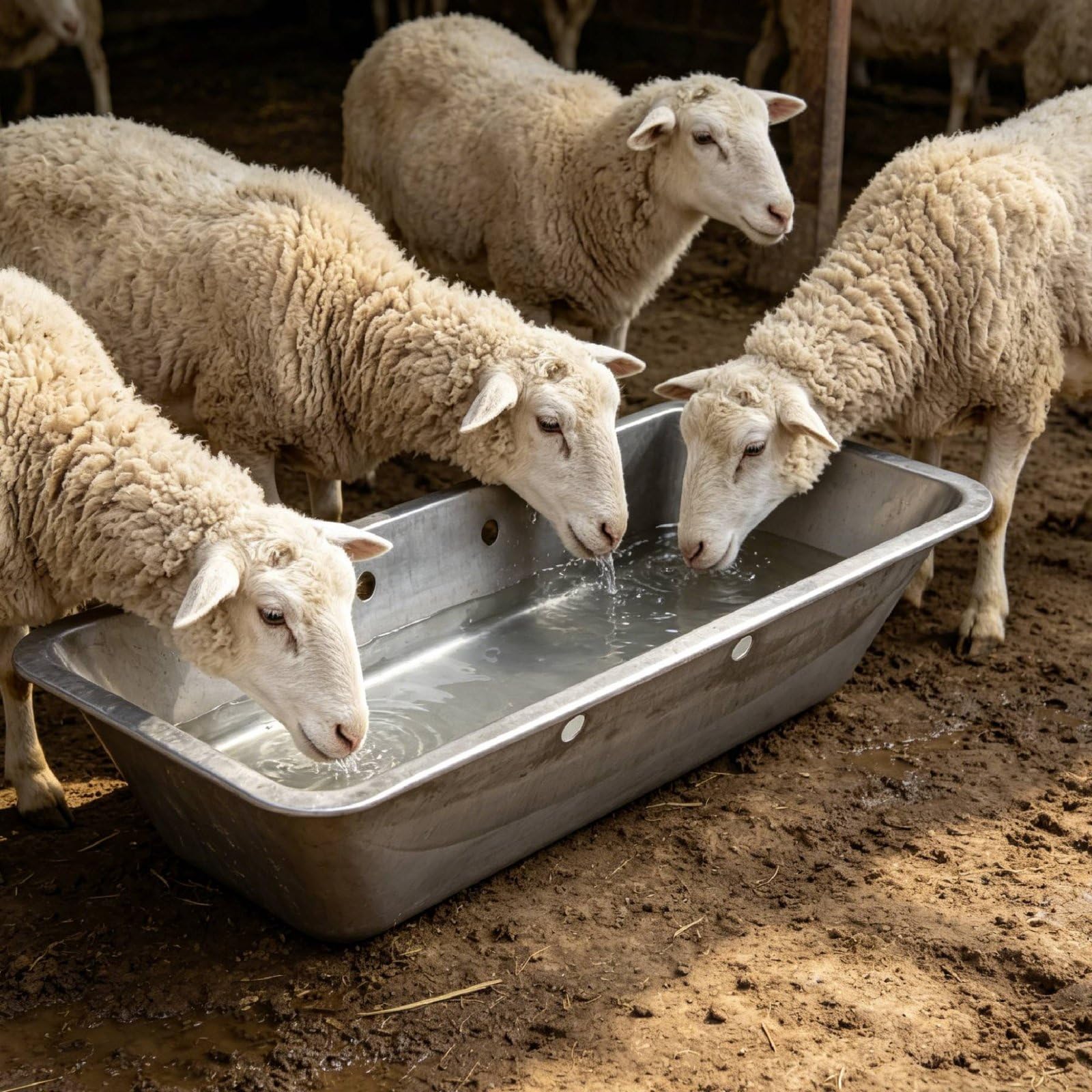 Vasca Abbeveratoio in Acciaio Inox, Anticorrosione e Bordi Lisci, per Fattoria, Allevamento, Lavabo Quadrato