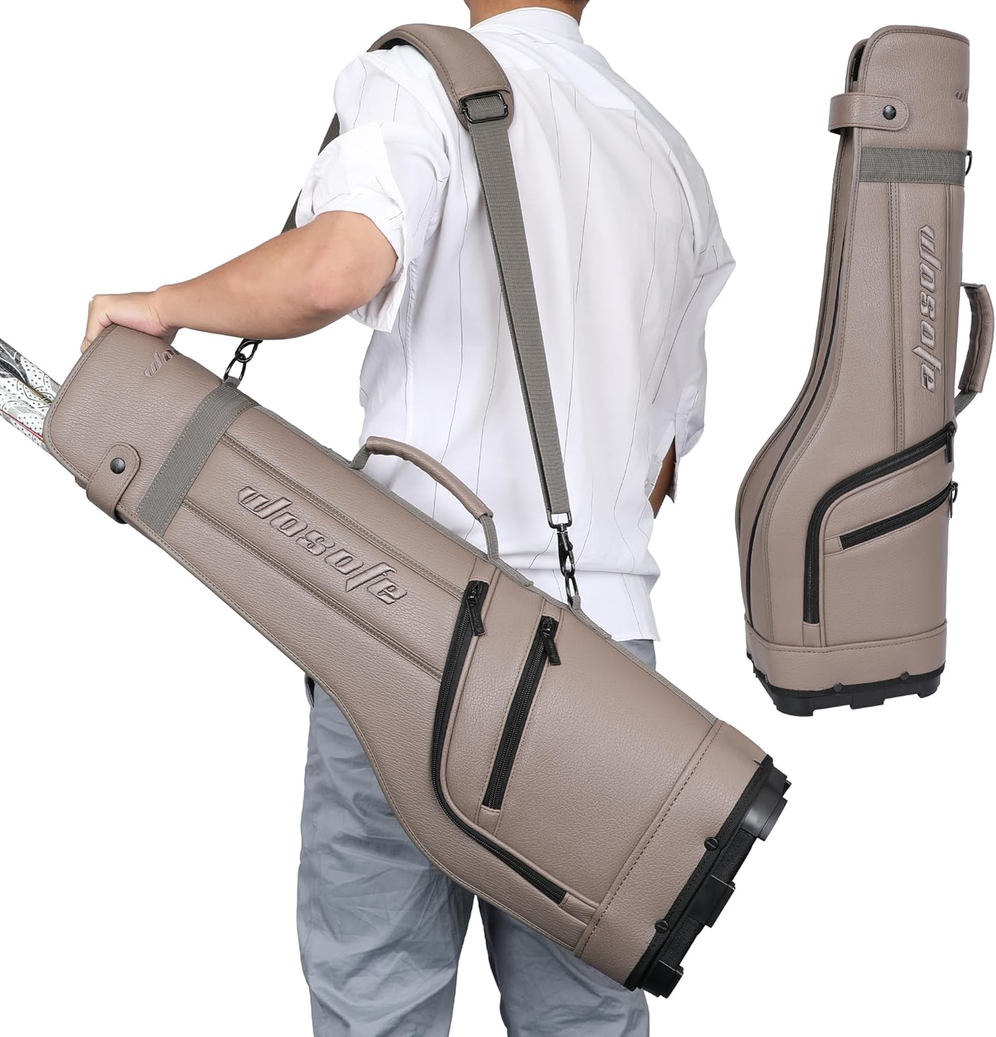 Small Park Golf Carry Bag, PU Women Men Lightweight Par3 Gofl Bag, Holds a Full Set of Clubs for Driving Range Practice with Shoulder Strap Easy Transport