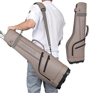 wosofe Waterproof PU Leather Golf Carry Bag, Lightweight Sunday Range Bag