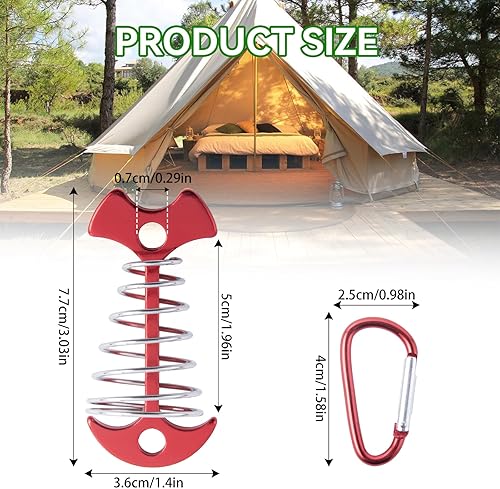 Miniatura 6 de CHANGE MOORE Clavijas de anclaje para cubierta con mosquetones, estacas de aluminio resistentes al viento para tienda de campaña de resorte,