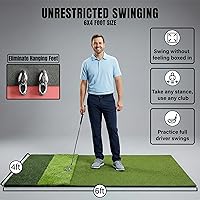 Vista 3 de TriZone Pro - Alfombrilla de golf prémium de 6 x 4 pies Tri Turf Golf Mat Tapetes de golf para práctica en interiores, exteriores, con simulador