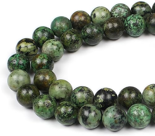MJDCB Cuentas de Turquesa Africana Natural Redondas Piedras Sueltas para Hacer Joyas Pulsera Collar Accesorio DIY 15" (4mm)