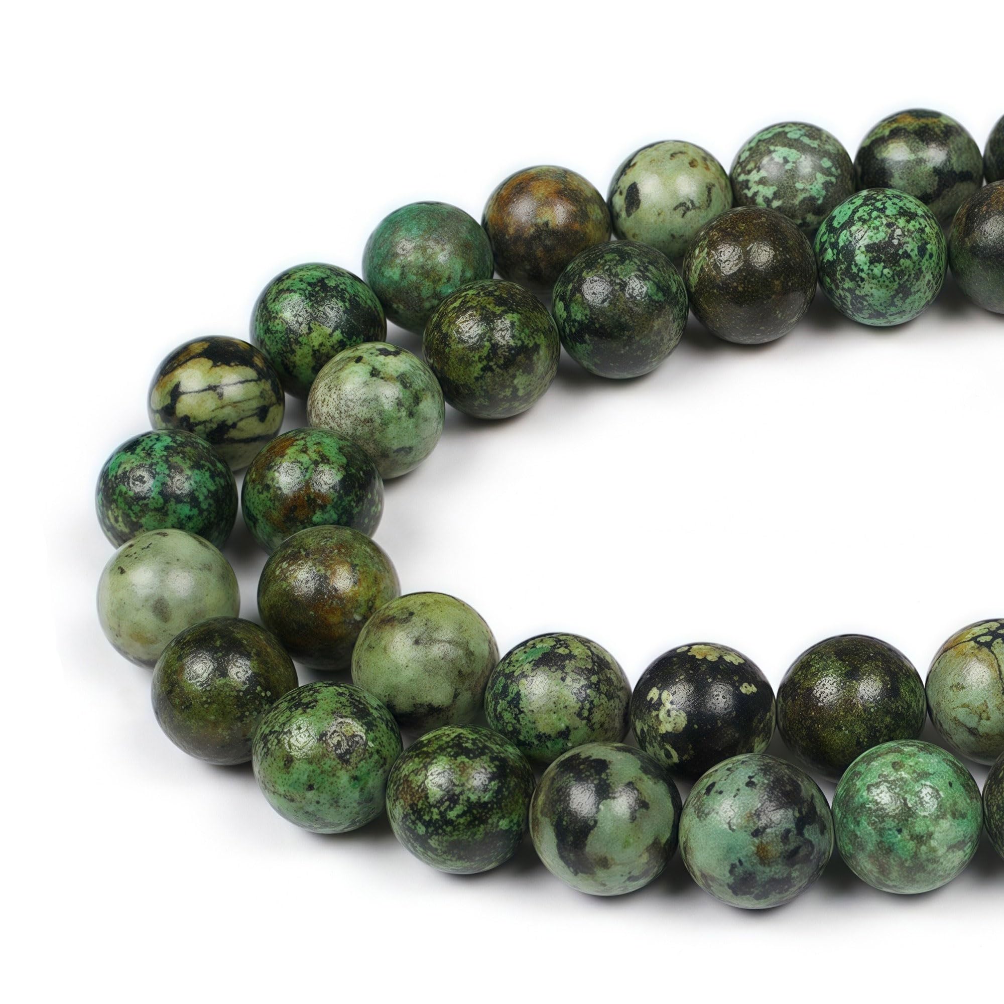 MJDCB Natural African Turquoise Beads Round Loose Stone Beads for Jewelry Making DIY Bracelet Necklace Accessory 15" (12mm)