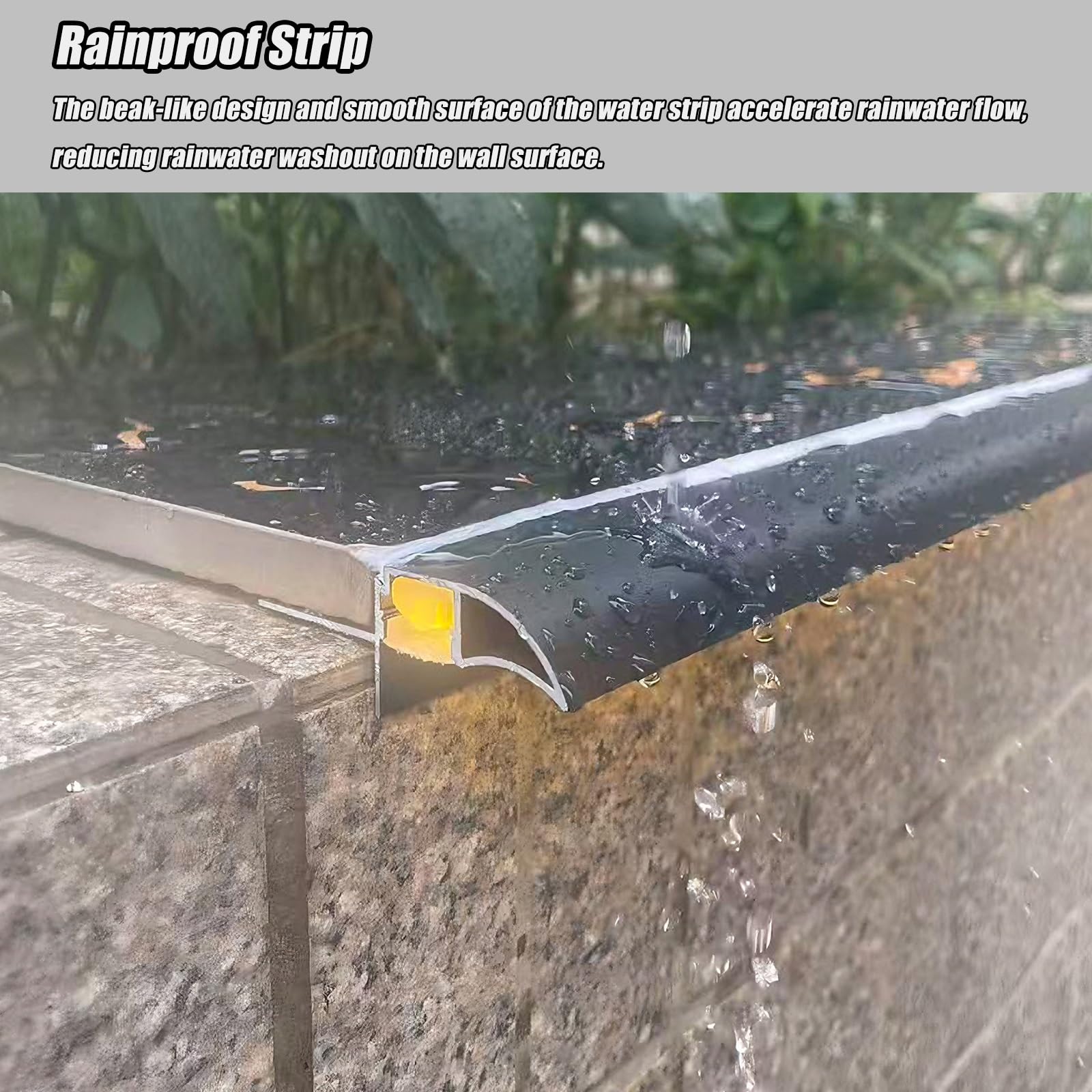 Longitudes Personalizables Diseño De Perfil De Pico De Águila Bordes De Goteo De Pared, Protectores De Lluvia para Puertas Impermeables, Tiras(Black,260cm/104)