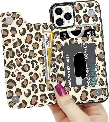 Miniatura 2 de LETO Funda para iPhone 11 Pro, Funda de Cuero Tipo Cartera con Tapa Plegable con Diseños de Flores de Moda para Niñas y Mujeres, Soporte, Ranuras