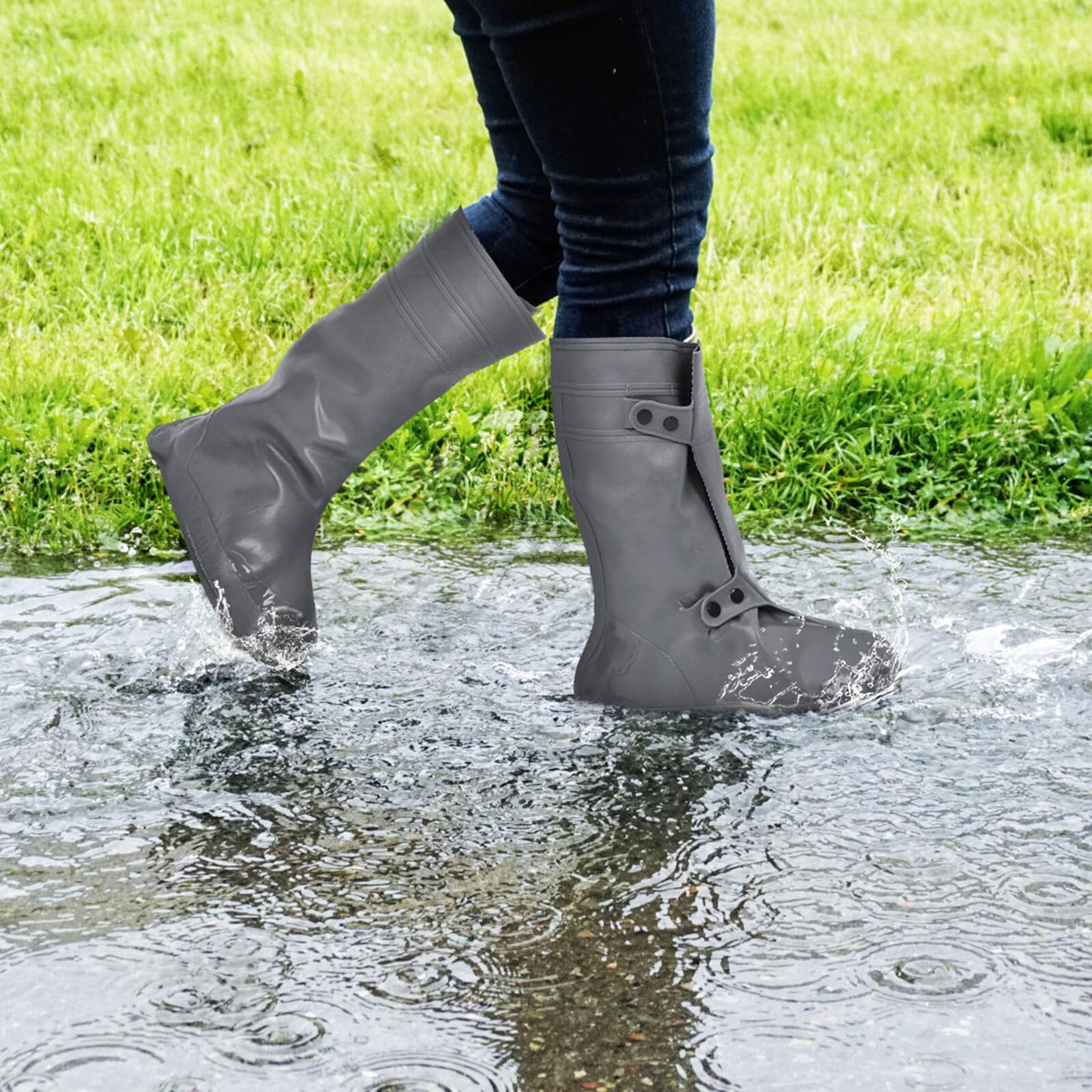 TOPBATHY Copriscarpe Impermeabili Riutilizzabili Xl per Pioggia Protezione Resistente e Antiscivolo in PVC Spesso Adatti Scarpe Sportive Uomo e Donna Copriscarpe Robusti per Ciclismo e Uso