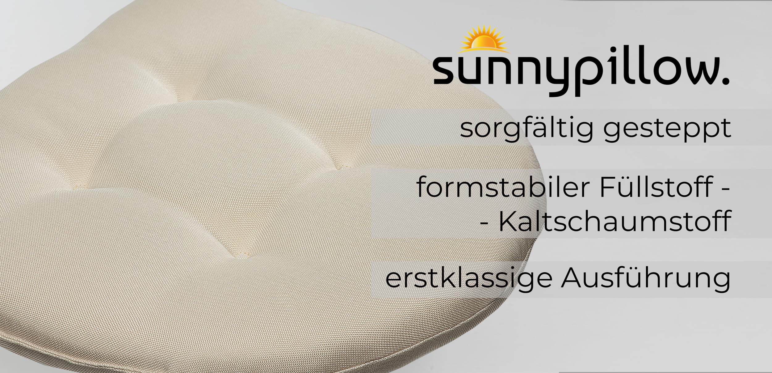 sunnypillow Lot de 4 Coussins de Chaise de Salle à Manger | 40x40 cm épaisseur : 5 cm - Confortables | Galette de Chaise Maison et Jardin, extérieur/intérieur Coussin décoratif | Ecru