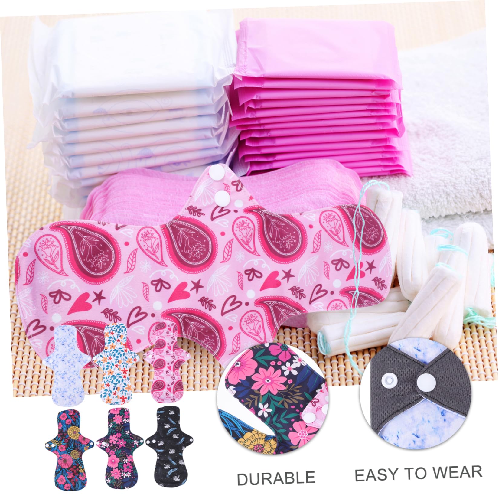 Anneome 6 Compresas Reutilizables para Mujeres Material Pul y Fibra, Buena Transpirabilidad, Tamaño Grande para Uso Diario y Postparto Color Aleatorio