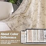 Lazzzy Taupe Rideaux en lin floral 84 Inch Long Agritourisme Boho Rideau Draps pour le salon Chambre Beige Light Filtering Vintage Rustique Back Tab Rod Rideaux de poche 2 Panneaux Taupe Pattern sur Beige