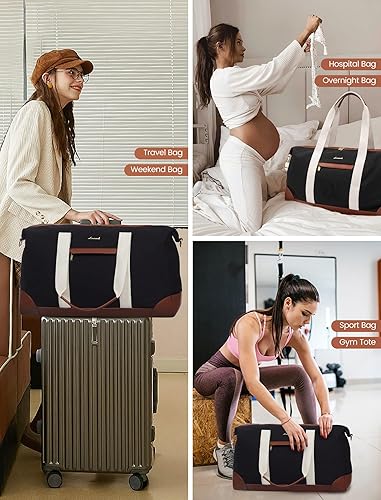 Miniatura 6 de LOVEVOOK Bolsa de viaje para mujer, bolsas de fin de semana, Negro -, Casual