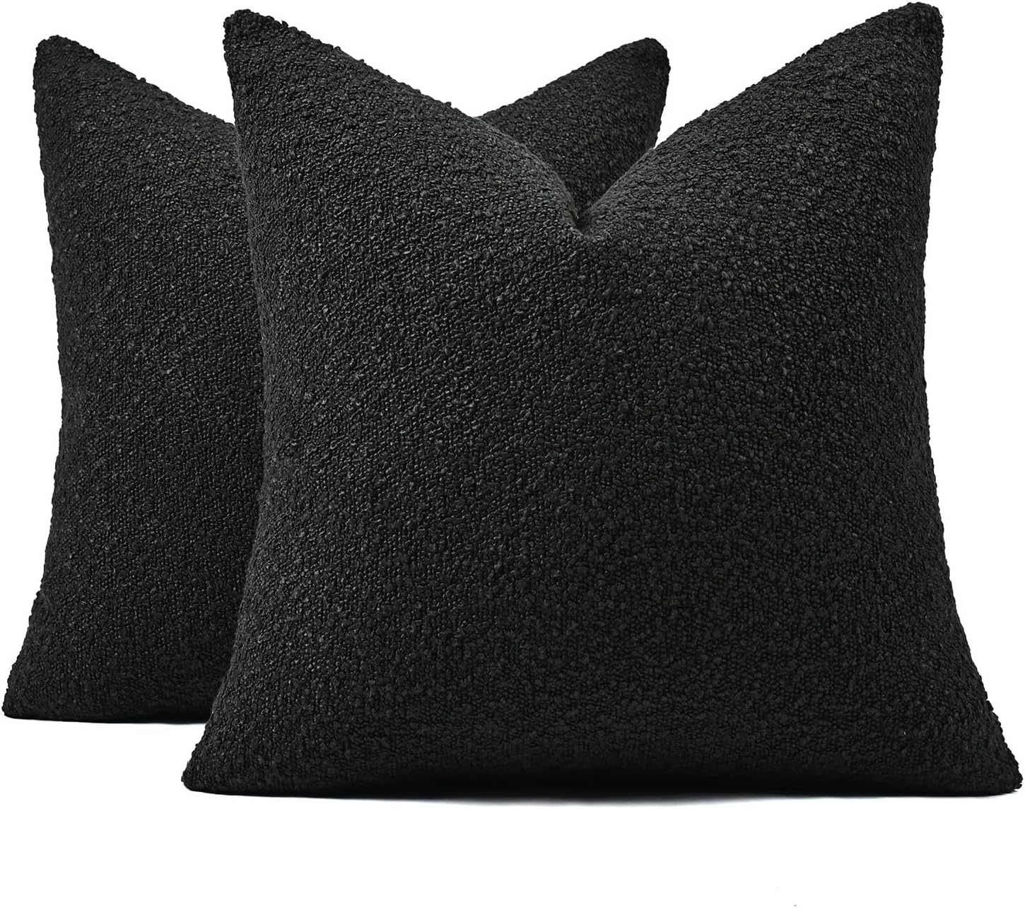 Orange/Brown 4 Pack 18x18 Inch Boucle Throw Pillow Covers, Cozy Textured Couch Pillow Covers, Solid Neutral Cushion Cases for Sofa Bed Chair Living Room Decor