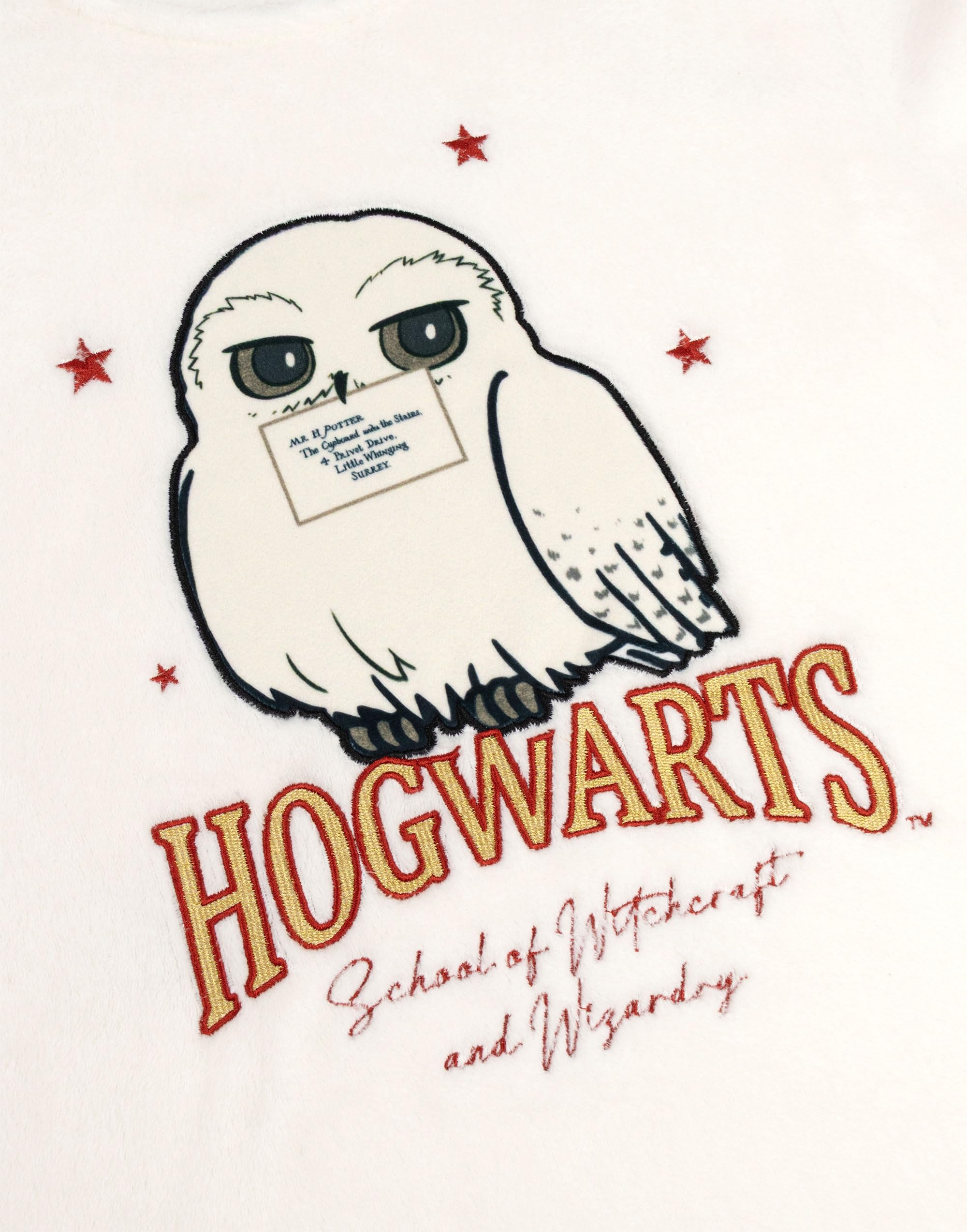 Harry Potter Pigiama da Donna a Maniche Lunghe e Gambe Lunghe di Hedwig in Pile Caldo Rosso e Crema | Design della Scuola di Magia e Stregoneria di Hogwarts | Merchandising
