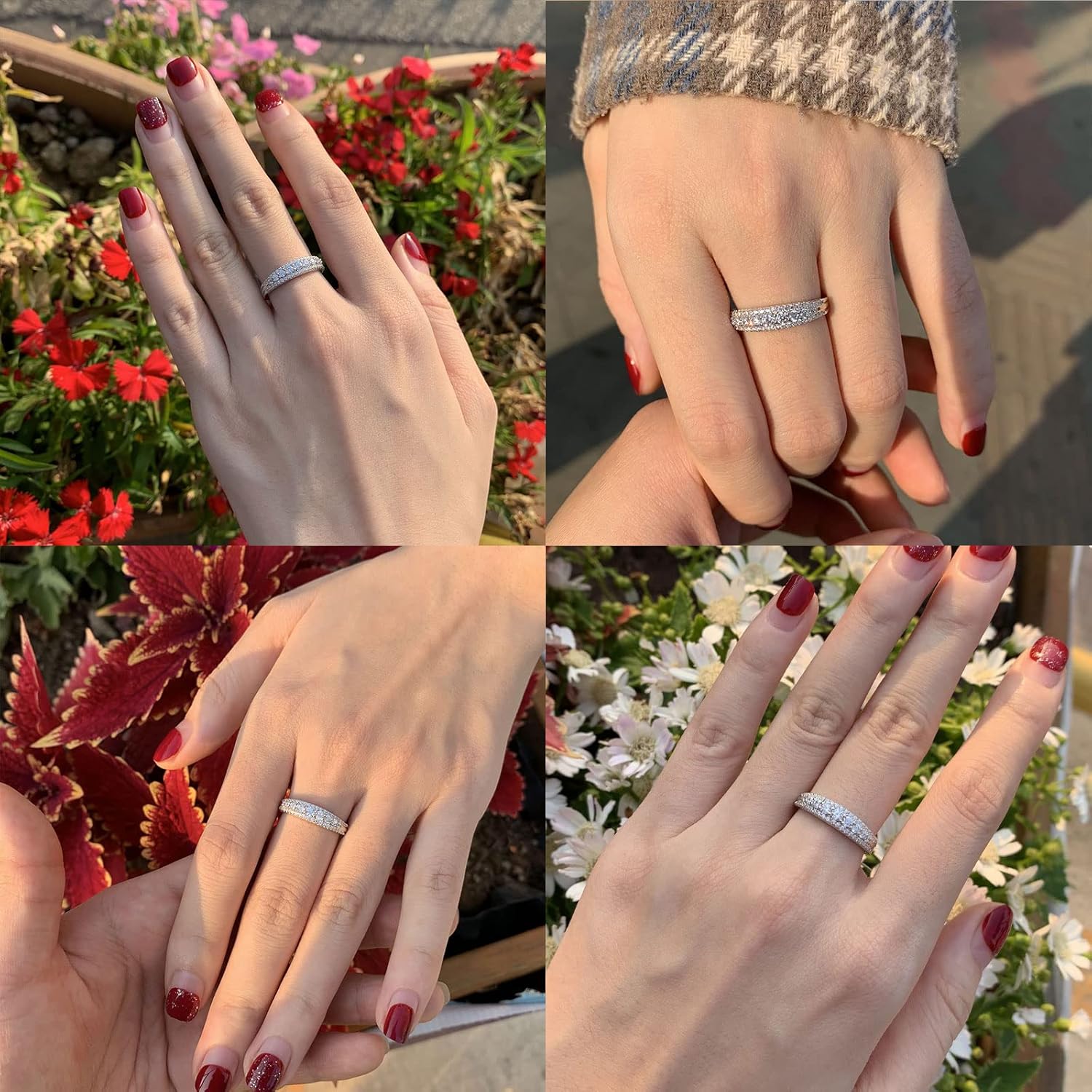 Wuziwen Anniversary Ring for Women Wedding Bands for Her 925 Sterling Silver Rings Eternity Promise Cubic Zirconia - Image 2