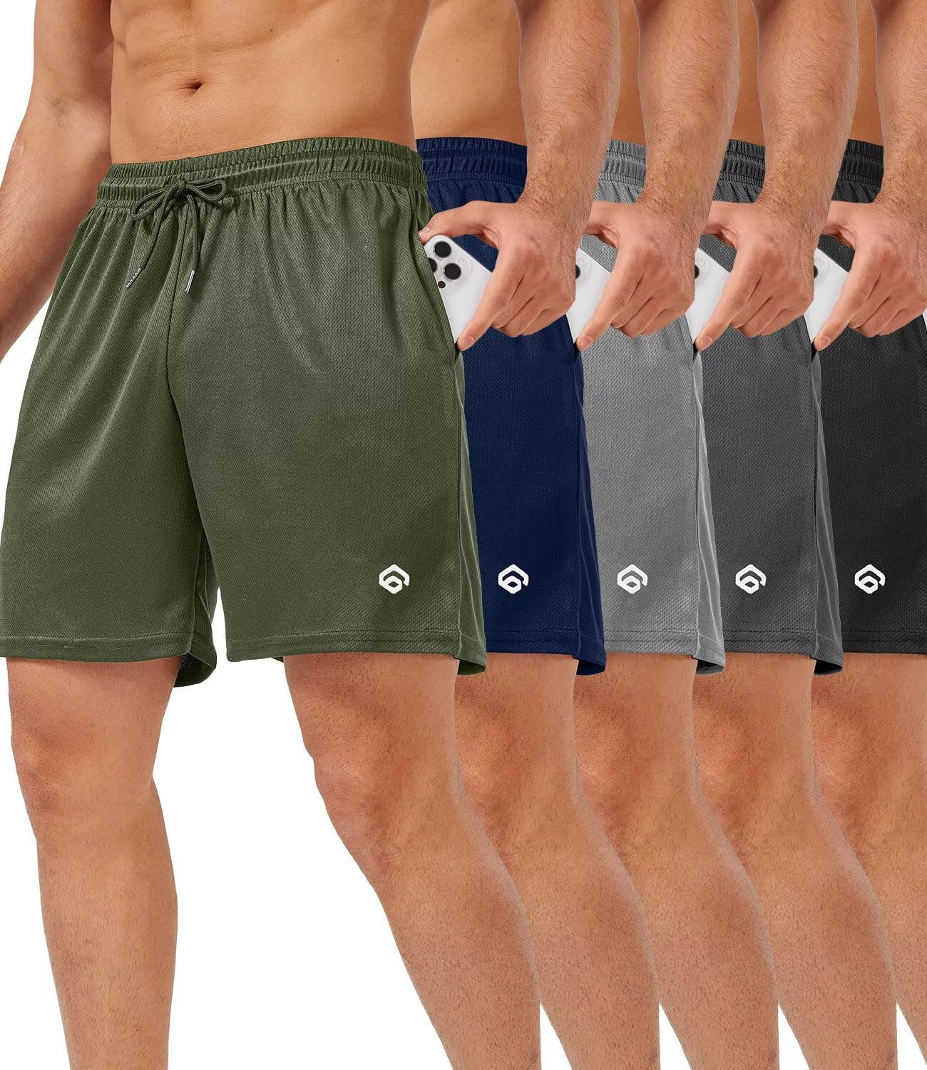 lomsoe 5 Pack Gym Shorts Men 5 Inch Quick Dry Mesh