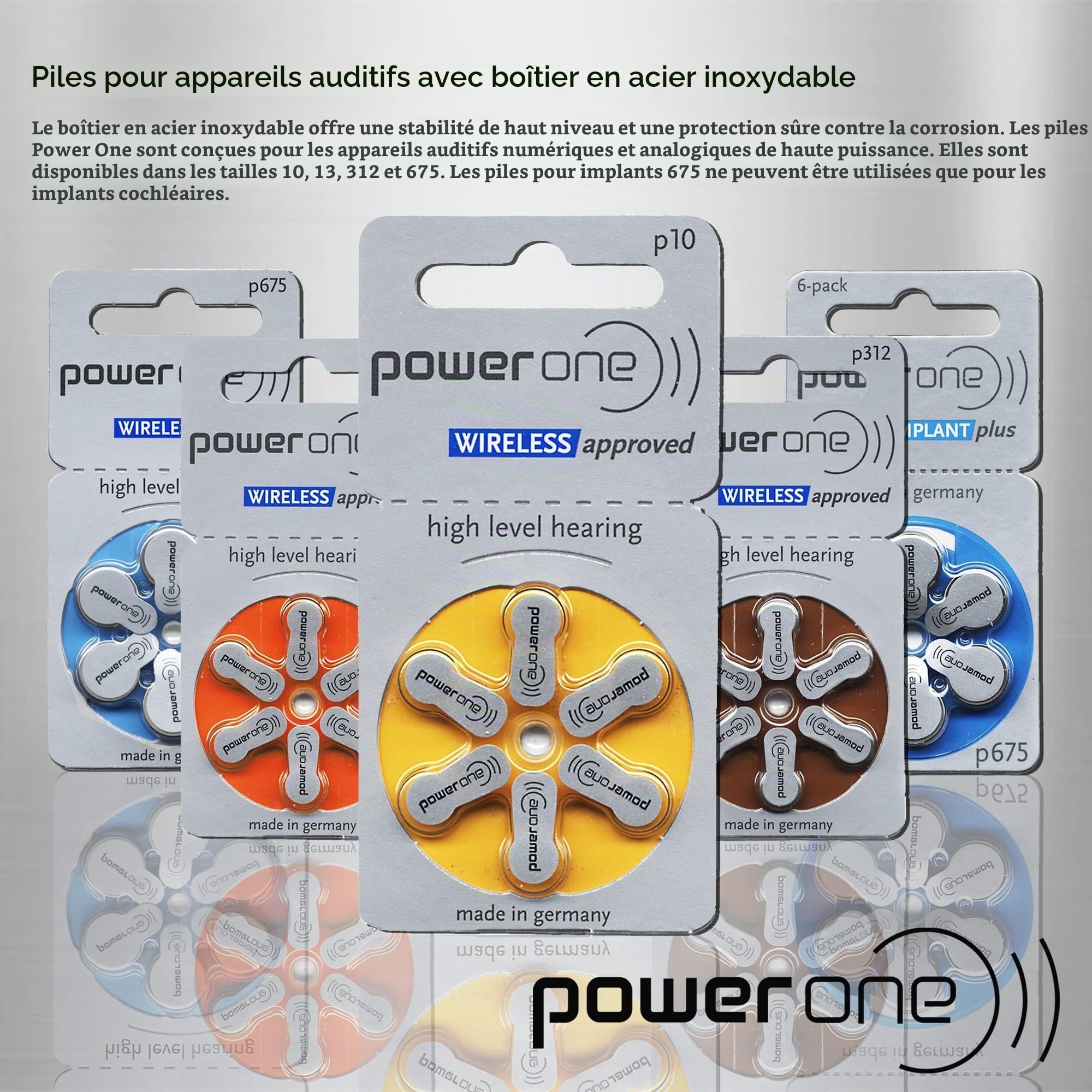 Power One 10 paquets (60 piles) Power One Cochlear Implant 60 piles