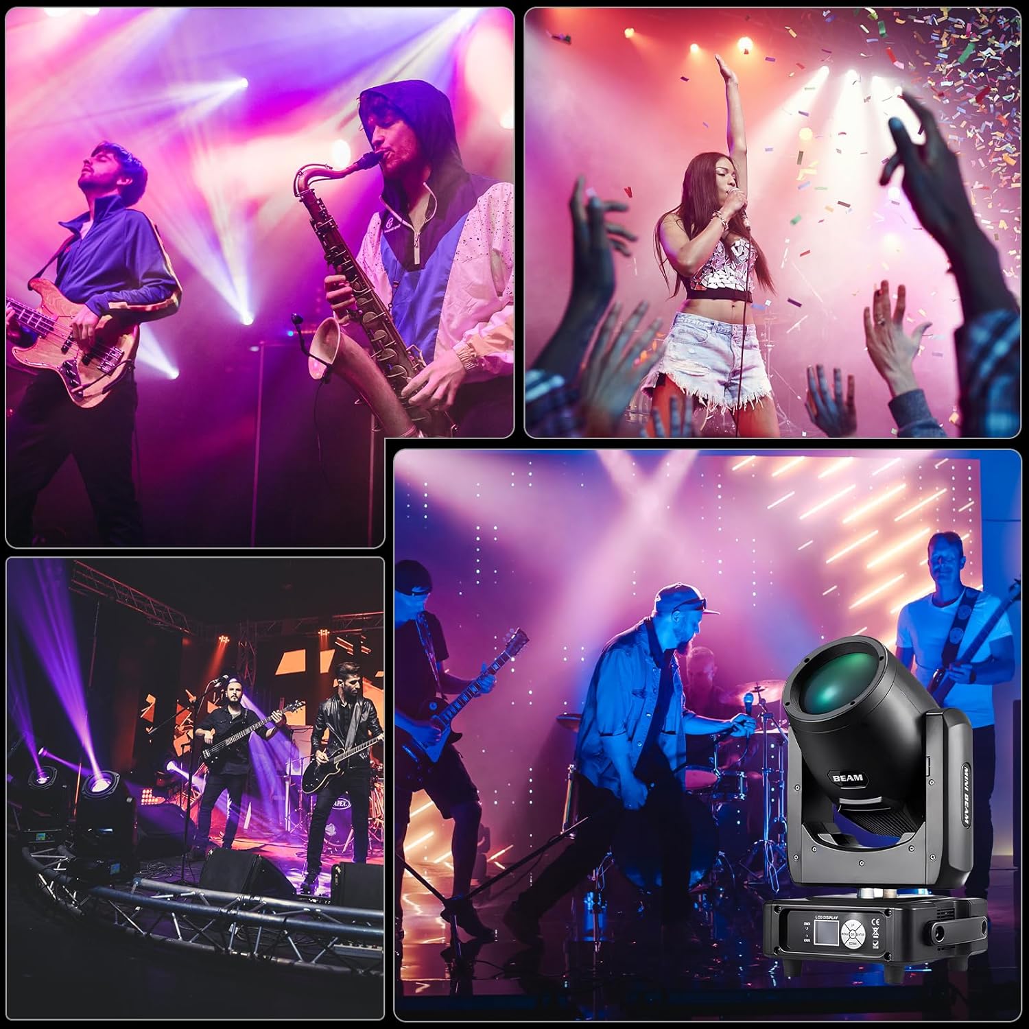 7r 230W Beam Moving Head Light Stage Lighting 14 GOBO 14 Colors RGBW Beam Sharpy Lights, 8 Prism 6 In1 Rainbow Stage Lights for Party Weddings DJ Shows Stage Performances
