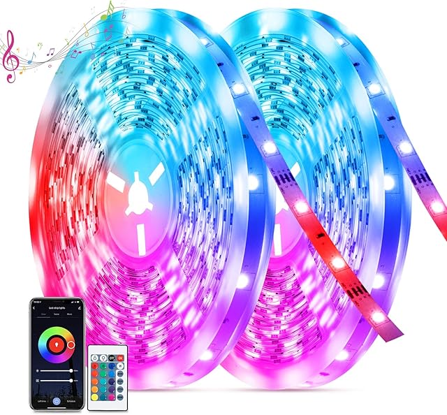 TASMOR LED Strip Lights with Remote, 20M Music Sync Color Changing RGB Light Strips, 40 Keys Remote Control & APP Wireless Controller, Timing Schedule, DIY Colors LED Lights for Bedroom Kitchen Party