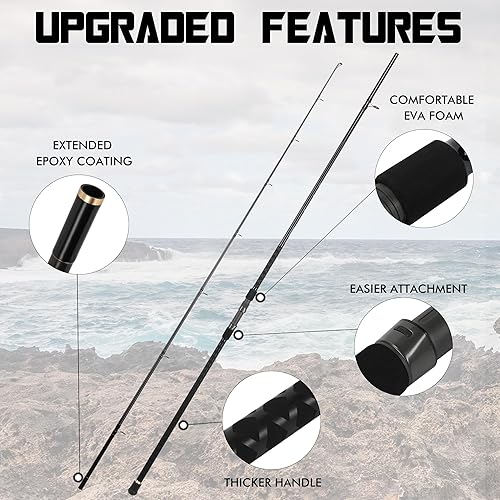 Miniatura 7 de LITTMA Conventional Saltwater Fishing Rods with Fuji Ring Heavy Duty 91011 12ft Portable Graphite Surf CastingSpinning Rod Barra de Surf