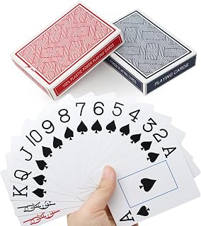 Waterproof Plastic Playing Cards,Jumbo Index, for Texas Hold'em, Blackjack, Pinochle, Euchre, for Pool Beach Water Games