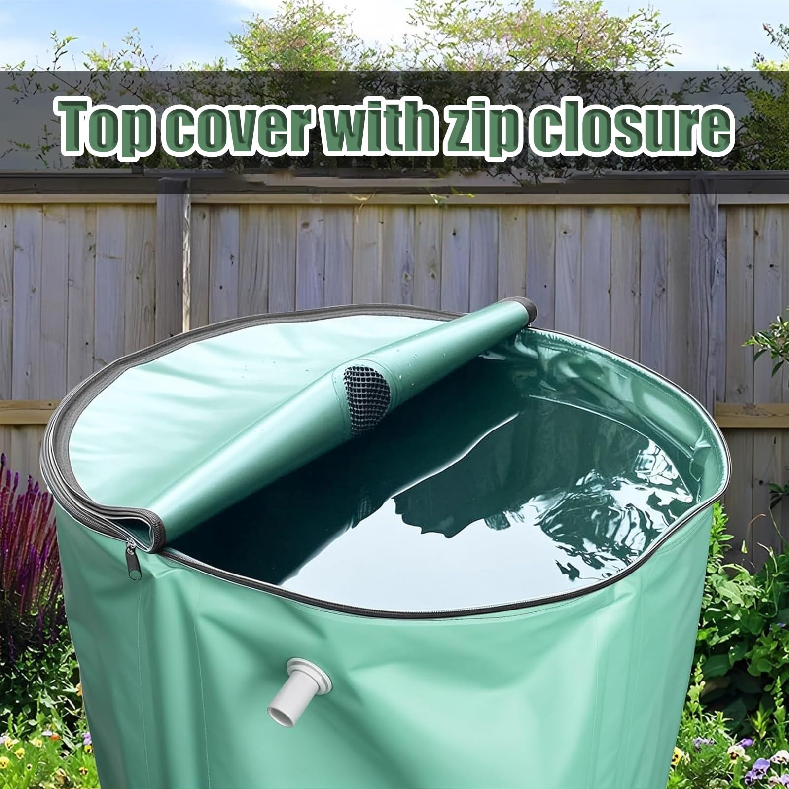 Serbatoio per la Raccolta dell'Acqua piovana Pieghevole ed Ecologico da 1000 Litri, Portatile per Giardino e Patio (Nero).