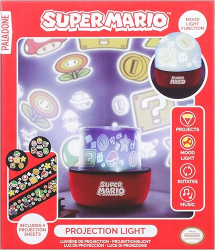 Miniatura 4 de Paladone Super Mario - Lámpara de proyección con licencia oficial de Nintendo con escenas intercambiables e iluminación de estado de ánimo, 3 modos