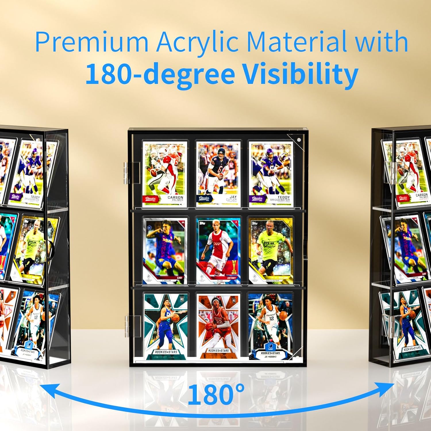 NIUBEE Acrylic Baseball Card Display Case, Sports Card Display Frame Wall Mount with UV Protection Clear View, Trading Card Display Case with Magnetic Door for Football Basketball Hockey, Vertical