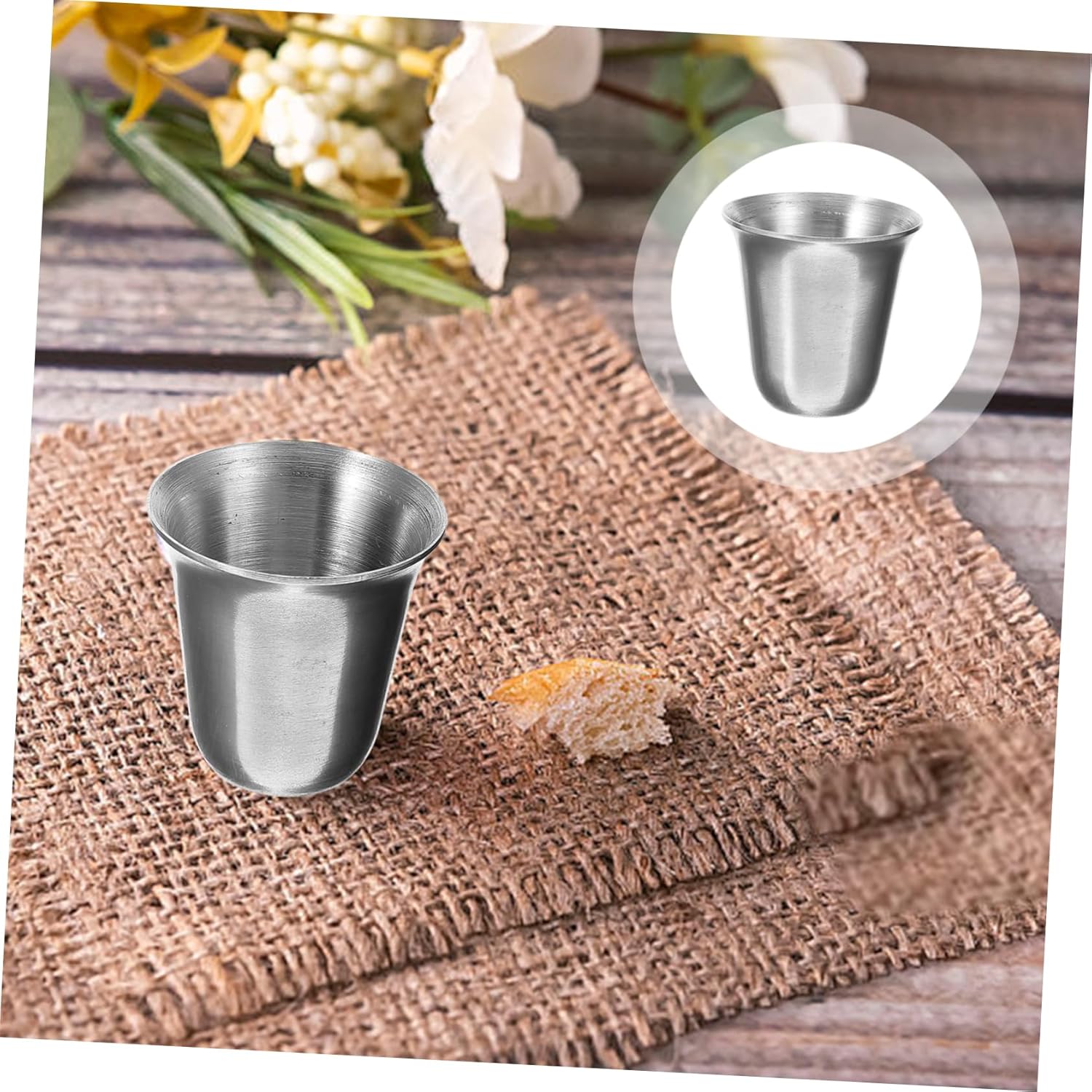 40pcs Stackable Communion Cups Reusable Religious Drinking Mugs for Church Stainless Steel Lightweight Portable for Worship Services and Gatherings