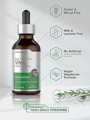 Miniatura 5 de Horbäach Vitex Berry Chasteberry Extract Tintura | 2 onzas líquidas | Líquido súper concentrado | Suplemento de bayas de árbol casto sin alcohol |