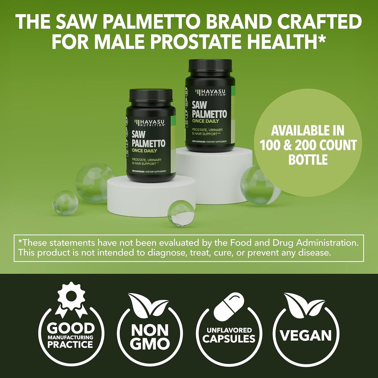 Saw Palmetto for Men Prostate Health Supplement to Promote Urinary Tract Function - 500mg Per Serving - 100 Count - DHT Blocker Hair Vitamin - Vegan, Non-GMO Capsules, Over 3 Month Supply - Image 7
