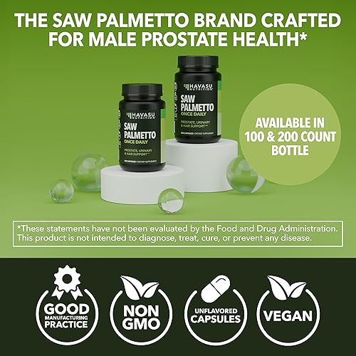 Vista 7 de Saw Palmetto - Suplemento para la salud de la próstata para hombres, para promover la función del tracto urinario, 500 mg por porción, 200 cápsulas