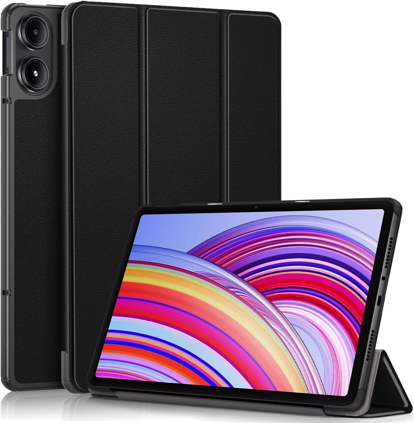 Case for Xiaomi Poco Pad 12.1'' 2024, Folding Folio Ultra-Thin PU Leather Std Case Cover for Xiaomi Redmi Pad Pro 5G / Xiaomi Poco Pad 12.1" 2024 Black