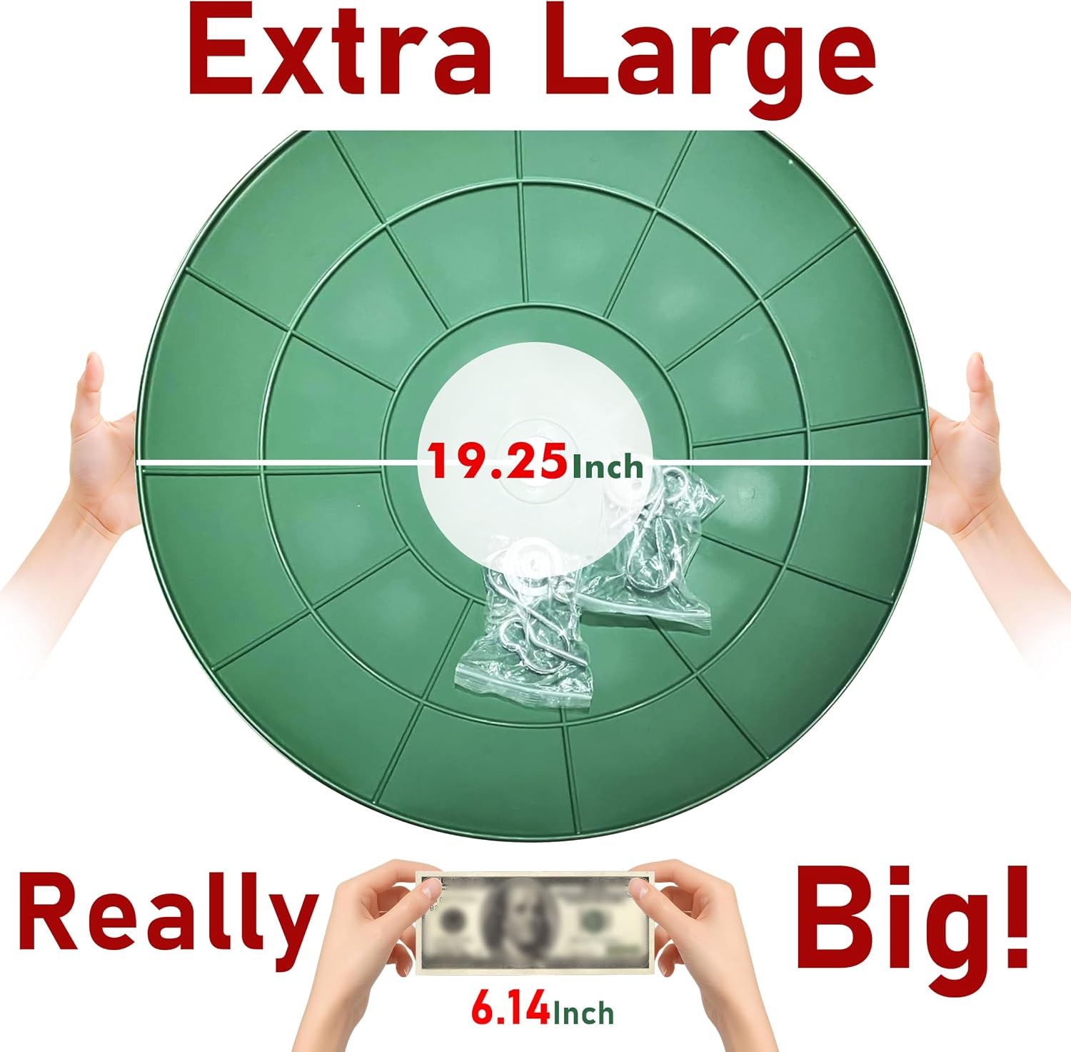 19.25-Inch Extra Large Squirrel Baffle,Hummingbird Feeder Shade Dome Cover, Bird Feeder Rain Guard, Hanging Squirrel Proof for Shepherd's Hook Outdoors (Green) 2 Pack image 2