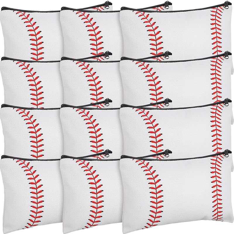 Eccliy Necessaire de Lona com Estampa de Beisebol e Zíper, Pacote com 20