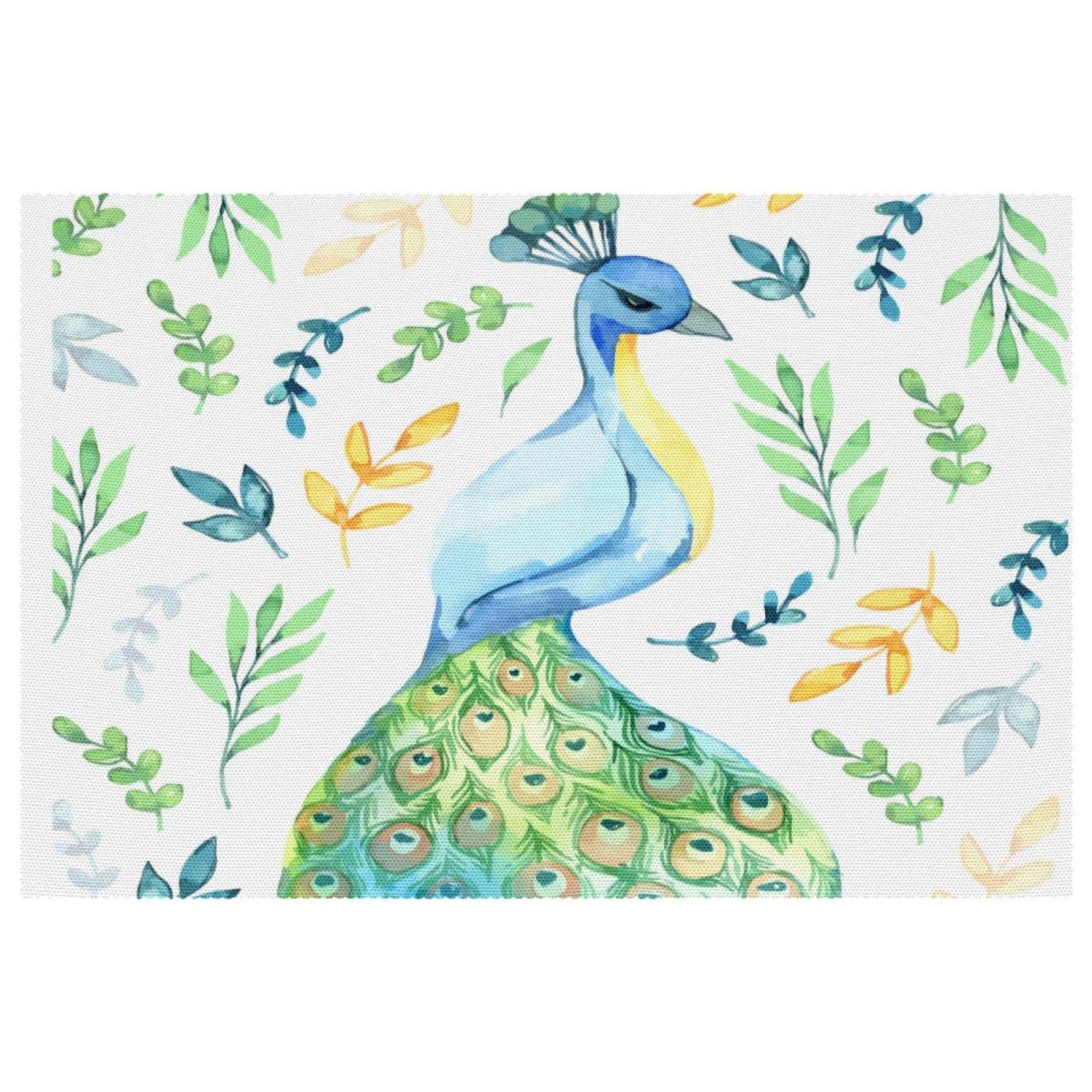 Sets de table motif paon aquarelle de qualité supérieure 30,5x45,7 cm