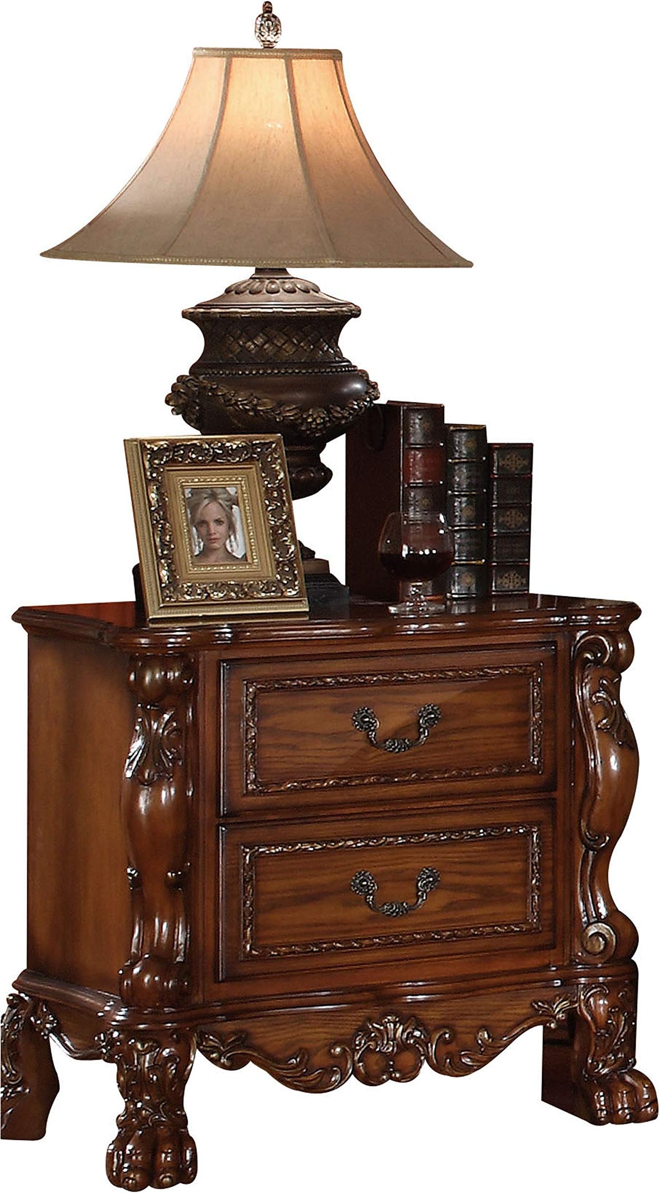 ACME12143 Dresden Nightstand, Cherry Oak Finish