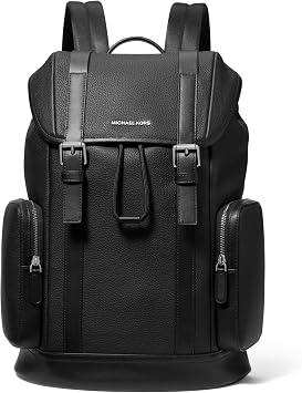Michael Kors Mens City Buckle Backpack, Silver Tone-Hardware/Black